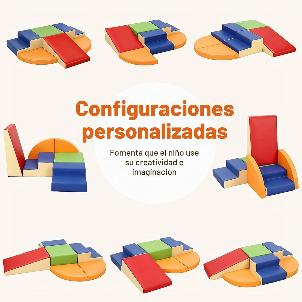 Juguetes de Escalada de Cuero PU Suave de 6 Piezas para Niños Pequeños, Bloques de Escalada de Espuma para Bebés para Niños Pequeños, Estructuras de Gimnasio de Juego de Espuma Escalador para