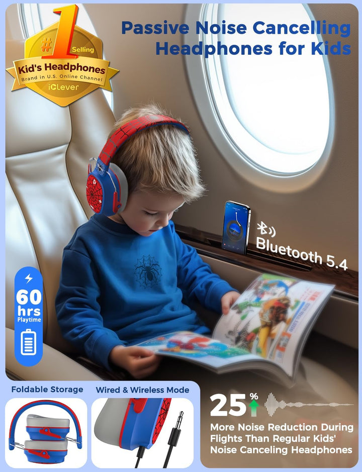 iClever - Auriculares con cancelación de ruido para niños y adultos...