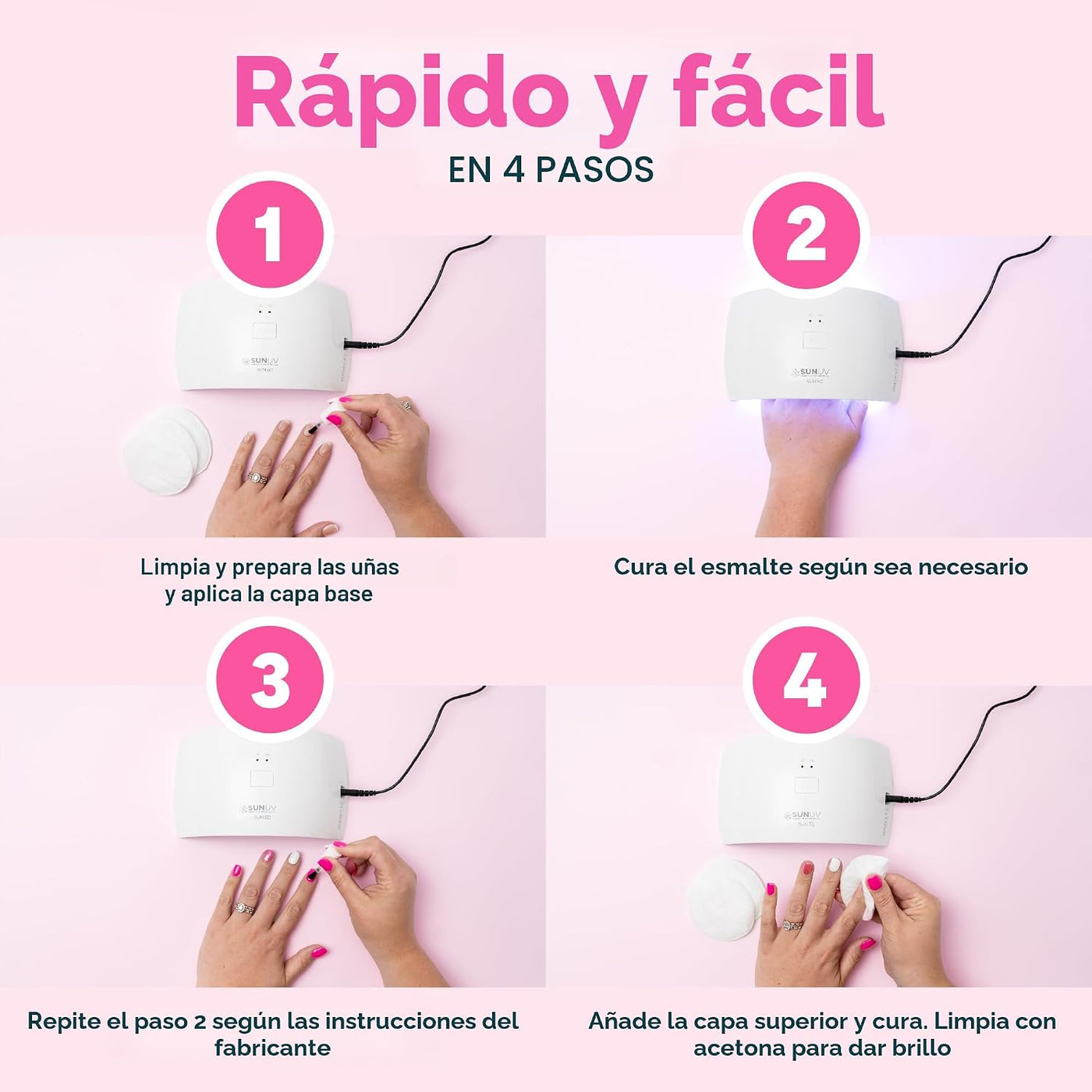 Lámpara secadora de uñas SUNUV de 24 W. , Rosado