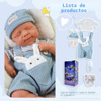 Muñeco niño de 20 pulgadas, muñeco bebé de silicona completa, muñecos reborn de bebé cuerpo entero de silicona, posición de descanso recién nacido, no vinilo, con caja de regalo