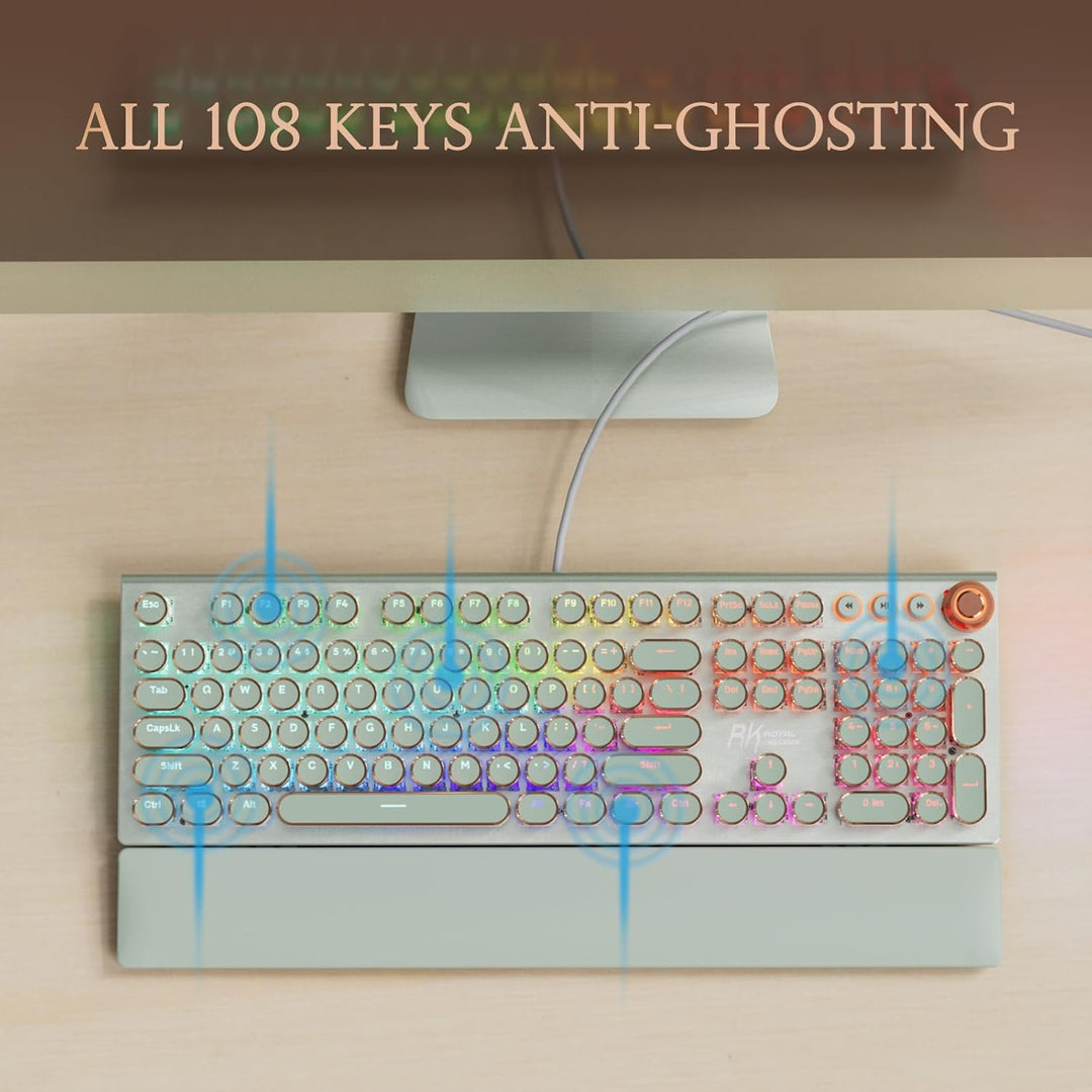RK ROYAL KLUDGE Teclado mecánico estilo máquina de escribir X108, t...
