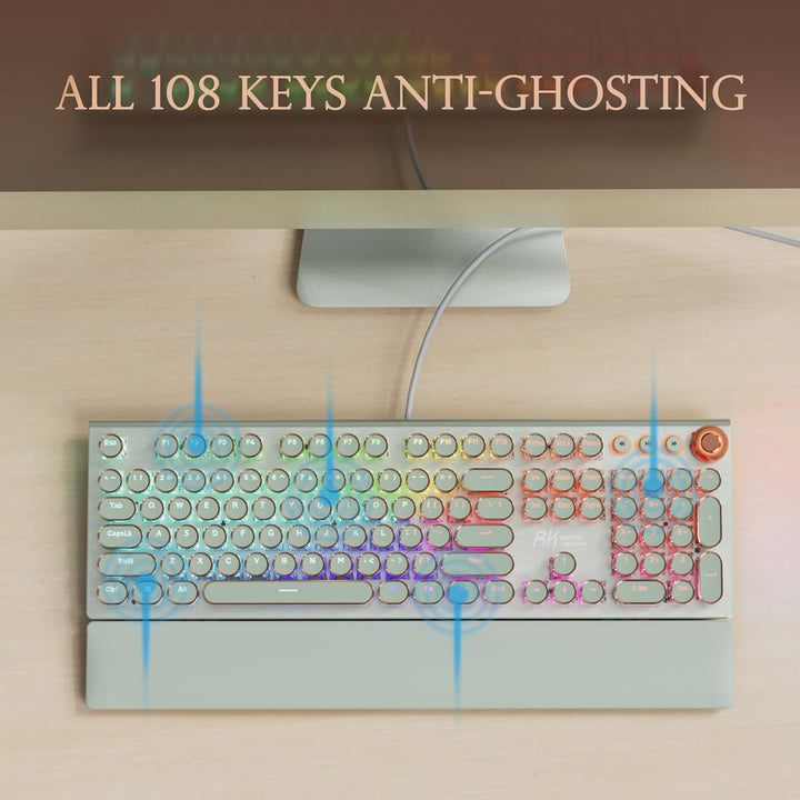 RK ROYAL KLUDGE Teclado mecánico estilo máquina de escribir X108, t...