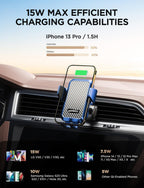 Cargador inalámbrico de coche, soportes de teléfono para tu automóvil, soporte de teléfono de sujeción automática de 15 W, accesorios de automóvil para iPhone 16 15 14 13 12 Mini Pro Max 11, Samsung