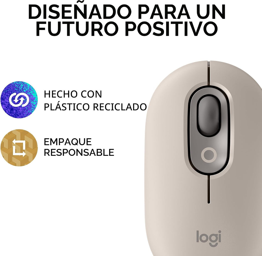 Logitech POP Mouse, ratón inalámbrico con emojis personalizables, t...