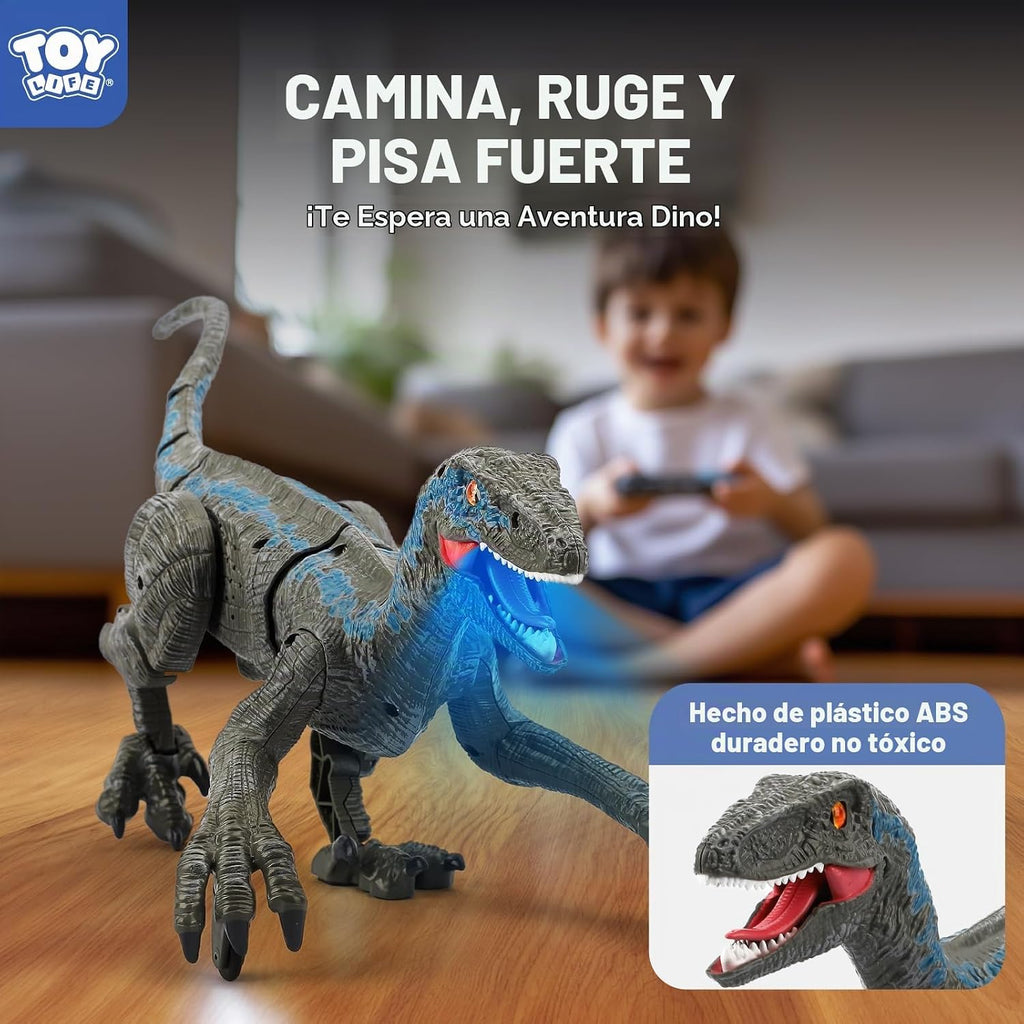 STEAM Life Juguetes de dinosaurio a control remoto para niños de 3 a 5 4 a 7 8 a 12, gran velociraptor recargable RC dinosaurio con caminar, luces y sonidos, juguete jurásico realista, regalos de cumpleaños para niños y niñas