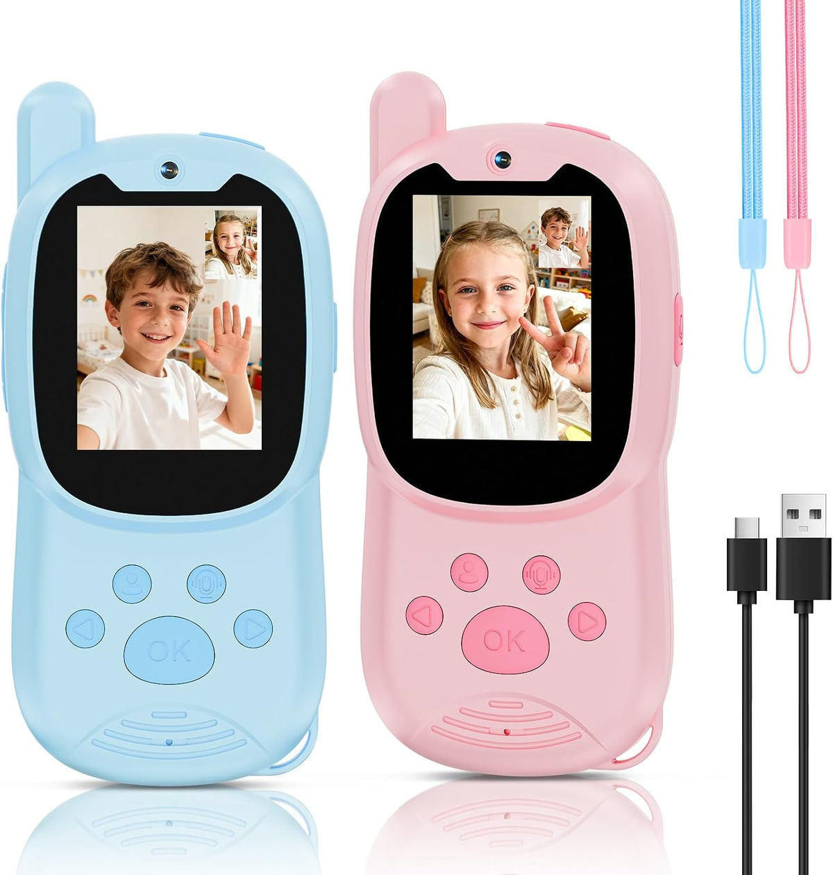 Walkie Talkies de video para niños con cámara, juguete Walkie-Talkie