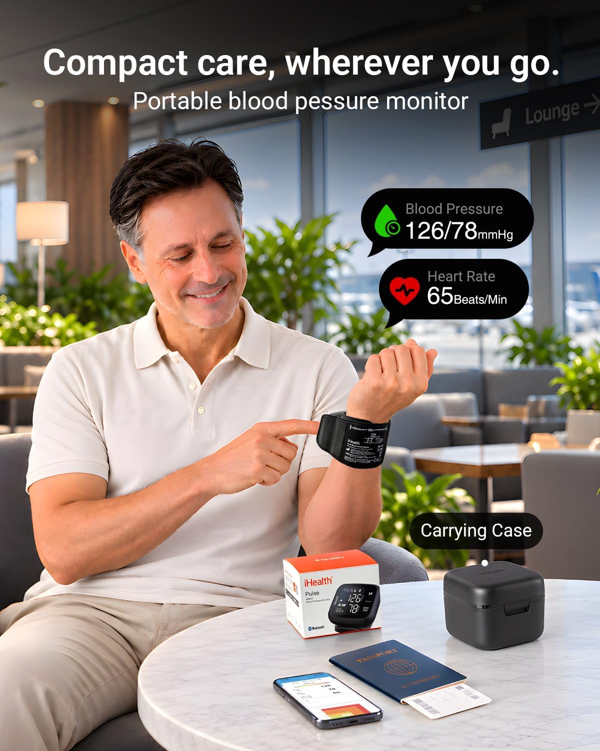 iHealth Monitor de presión arterial de muñeca Bluetooth Pulse para uso