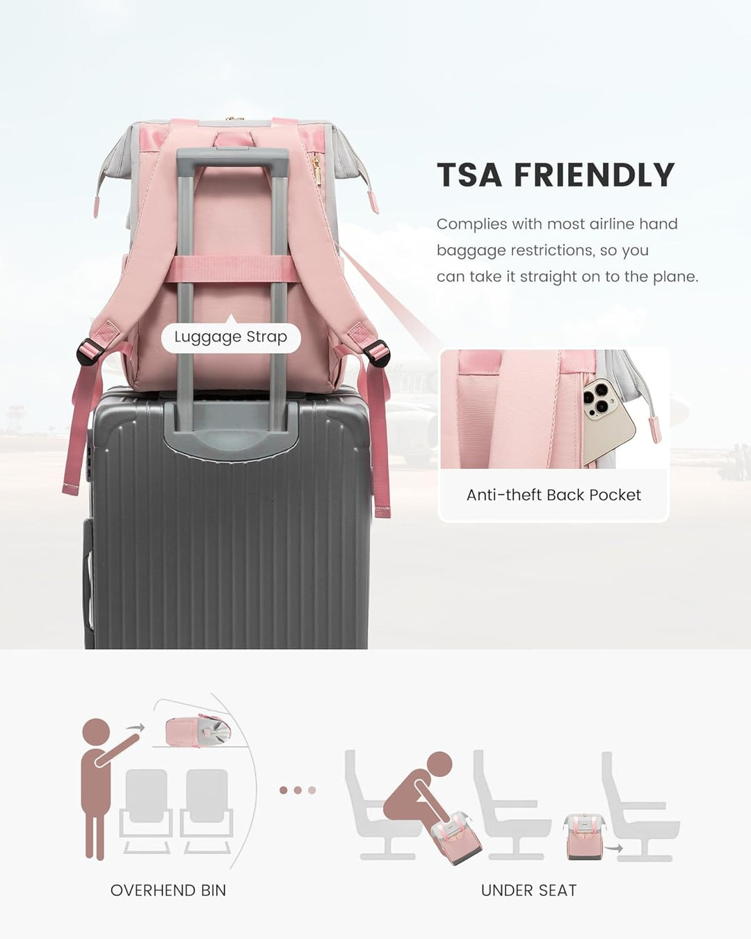 LOVEVOOK Mochila para laptop para mujer, mochila de trabajo convert...