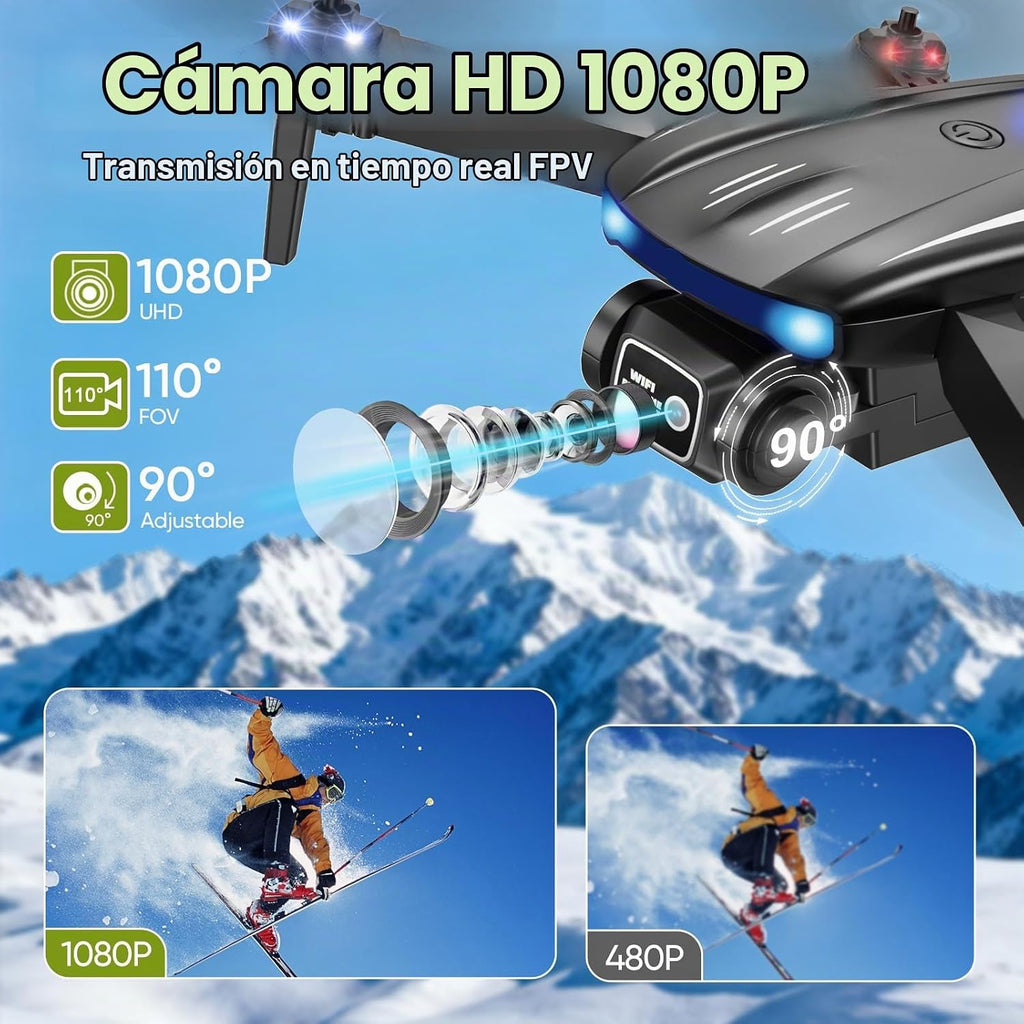 Dron con cámara 1080P para niños, adultos y principiantes, mini dron plegable, cuadricóptero RC con 2 baterías, despegue y aterrizaje con una tecla, giro de 360°, control de gestos, regalo de juguete
