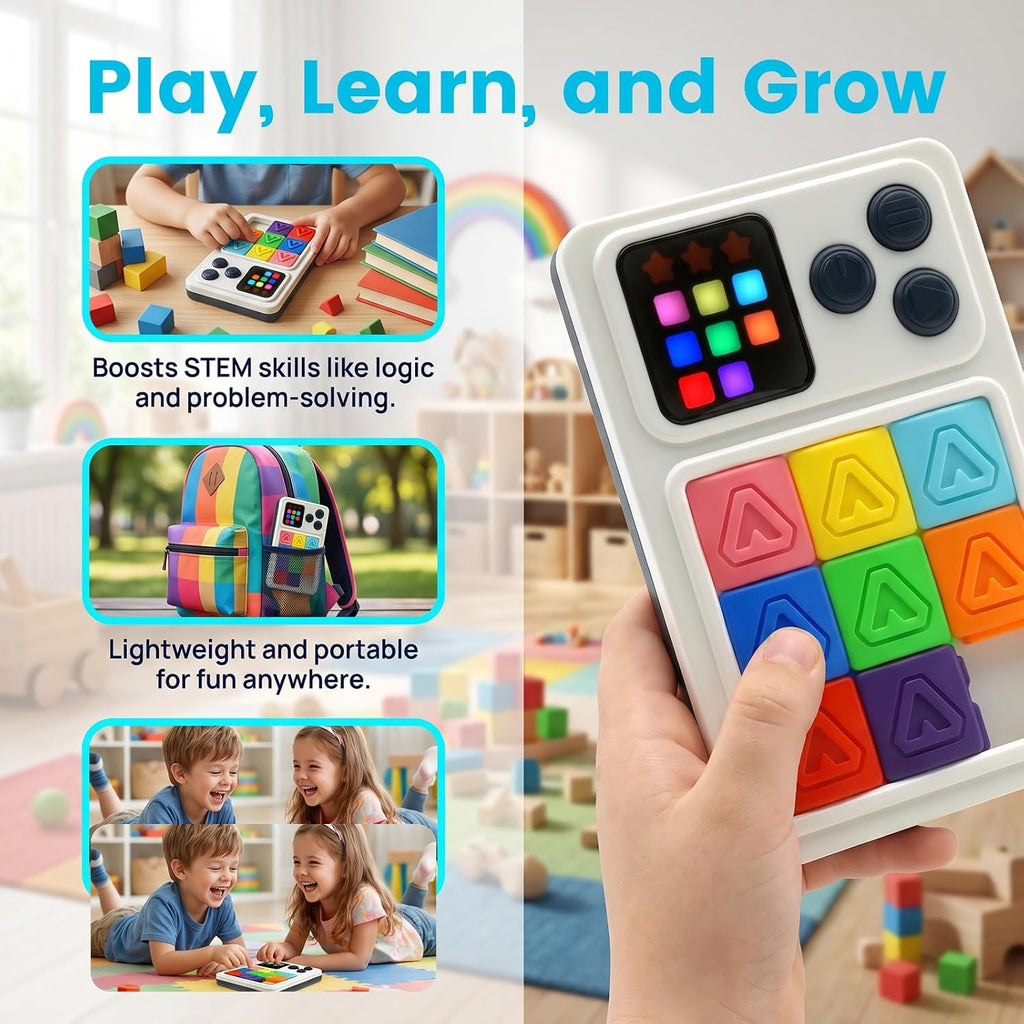 Juego de rompecabezas de diapositivas con más de 1000 desafíos, 3 modos de dificultad, juguete electrónico deslizante para el cerebro, juego de viaje de lógica de mano, regalo para niños