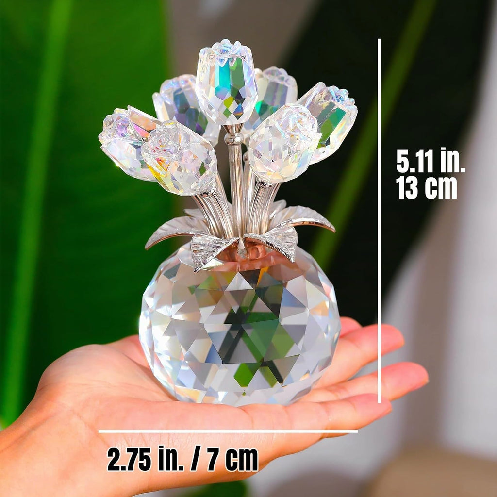 Crystal AB-Color Rose Bouquet Flor, Figura de flor de cristal