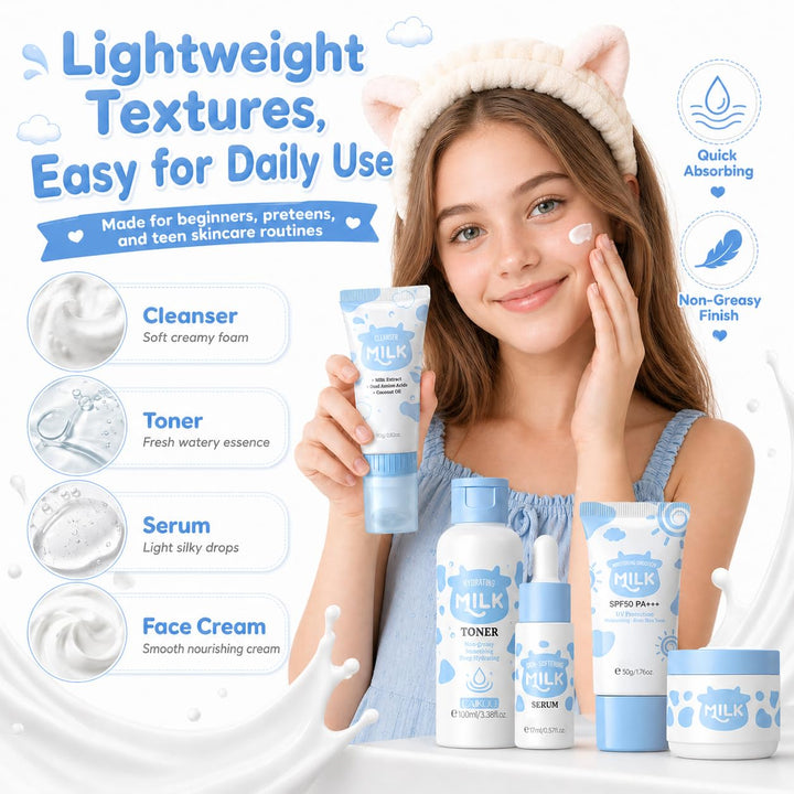 Set de regalo para el cuidado de la piel de leche para niños y adol...
