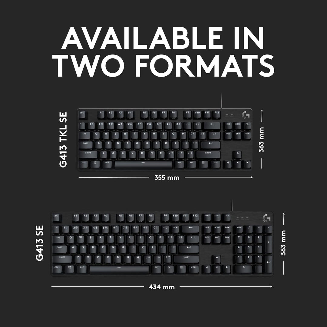 Logitech G 413 SE Teclado mecánico para juegos de tamaño completo,...