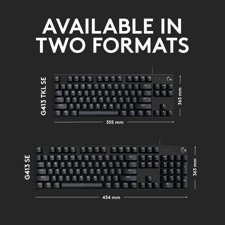 Logitech G 413 SE Teclado mecánico para juegos de tamaño completo,...