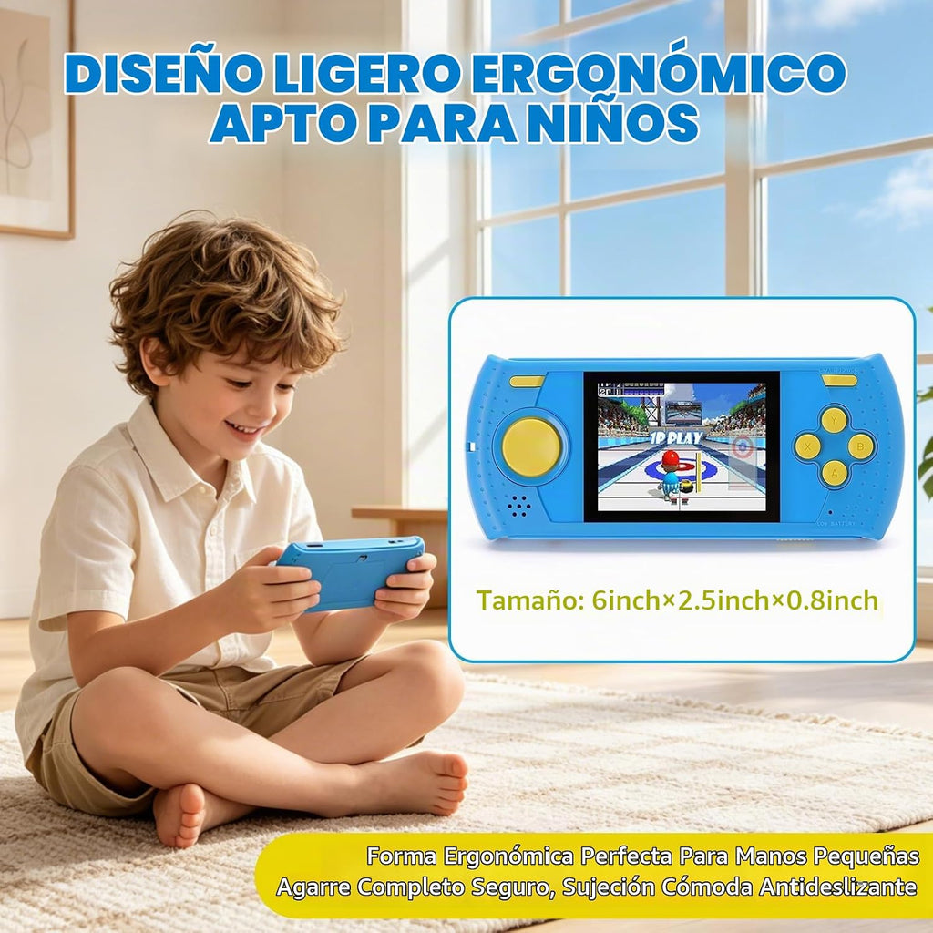 Juego de mano para niños, reproductor de videojuegos portátil con 230 juegos clásicos, mini arcade de viaje recargable, pantalla HD de 3.0 pulgadas, juguetes electrónicos para niños y niñas, ideal
