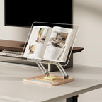 Soporte de acrílico ajustable para lectura, soporte para libros con ranura para bolígrafo, elevador de escritorio plegable para laptop, receta, libro de texto, manos libres, soporte para libros de