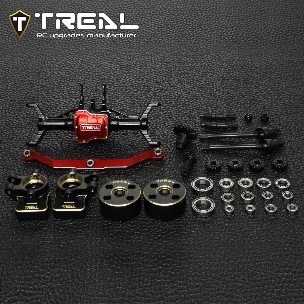 TREAL TRX4M Ejes Portal Delantero Kit Completo CVD Eje Aluminio 7075 Carcasa de eje mecanizado CNC para 1/18 TRX-4M (negro)