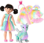 American Girl WellieWishers - Juego de muñecas Emerson de 14.5 pulgadas con Crisella the Dragon, vestido de muñeca y accesorios, y libro de cuentos, para mayores de 4 años (exclusivo de Amazon)
