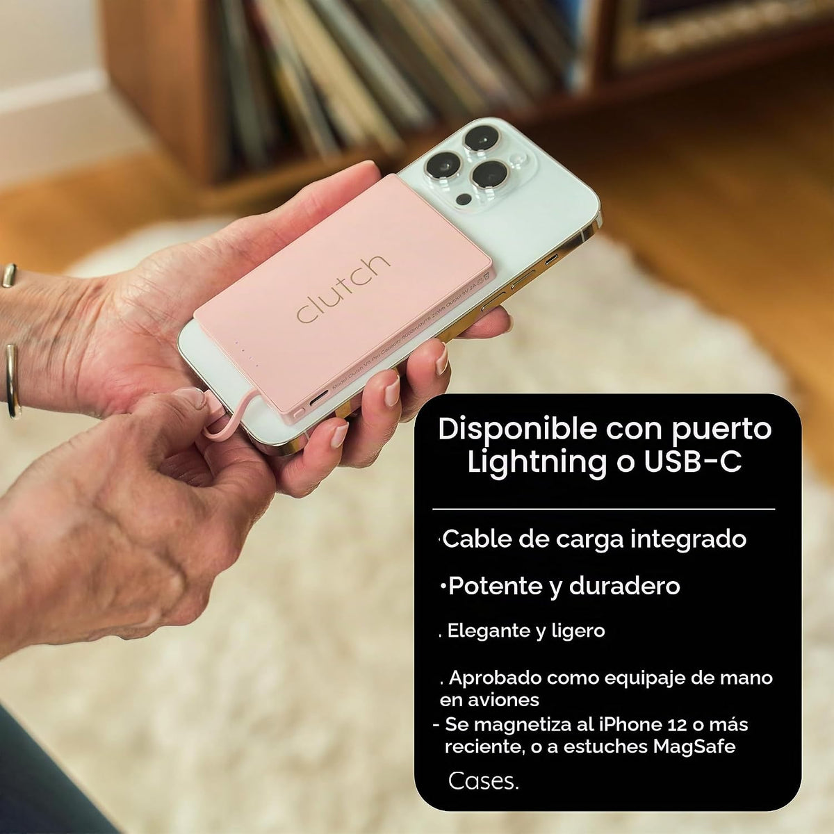 Clutch - Cargador portátil Pro USB-C - Compatible con dispositivos iPhone 15, 16 y Android
