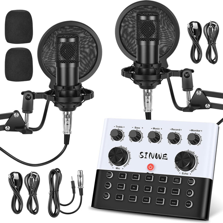 Paquete de equipo de podcast SINWE para 2, cambiador de voz F993 co...