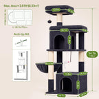 Globlazer Cat Tree Tower 2 Condo Kitten Scratching Post, F54, gris oscuro
