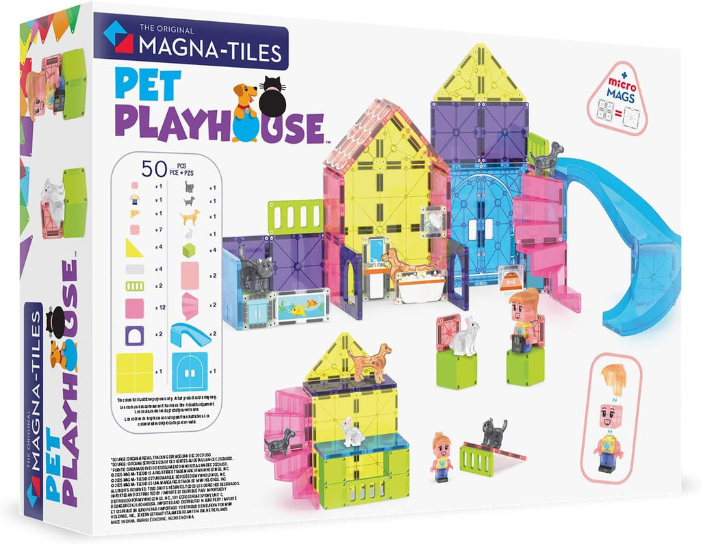 MAGNA-TILES Pet Playhouse - Juego de construcción magnética de 50 piezas, la marca original de construcción magnética