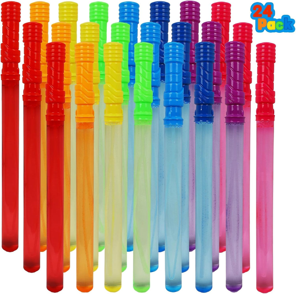 MorTime Paquete de 24 varitas de burbujas para niños, 8 colores a granel, 14.6 pulgadas, juguete de verano para niños