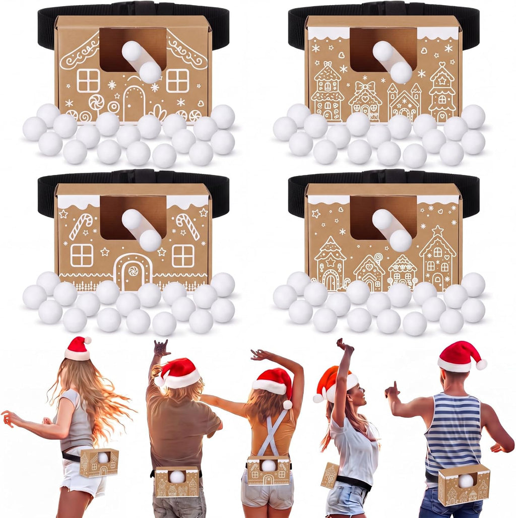 Halloscume Juego de 4 juegos de Navidad, juego de bolas de agitación, casa