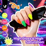 VANREESA Juego de 24 esmaltes de uñas de gel de neón, colores brill...