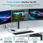 USB C a HDMI + DisplayPort Splitter 3 monitores con carga PD de 100 W Thunderbolt a HDMI DP Splitter 1 en 3 salidas Múltiples monitores Hub de pantalla extendida para convertidor compatible con