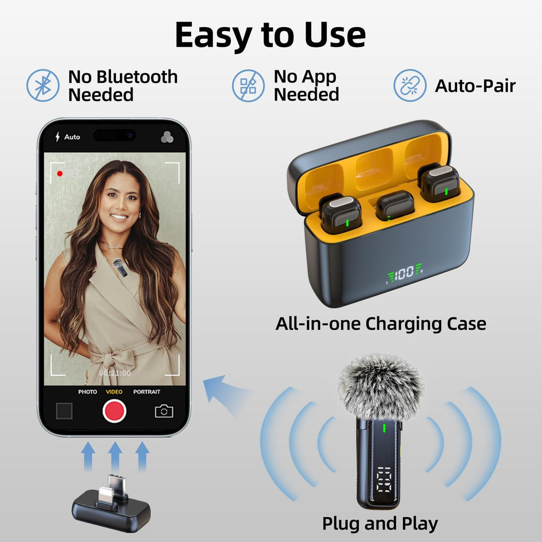 TXTUNE Micrófono inalámbrico Lavalier para iPhone iPad Android - Mi...