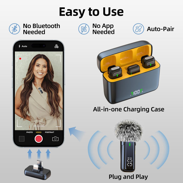 TXTUNE Micrófono inalámbrico Lavalier para iPhone iPad Android - Mi...
