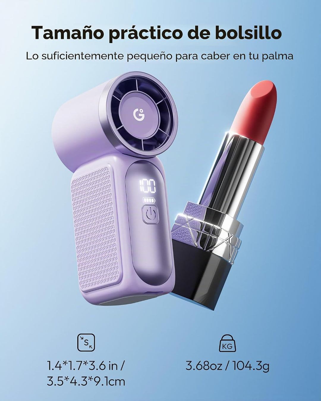 Gaiatop Mini ventilador portátil de mano, 6 velocidades 16900 RPM,...