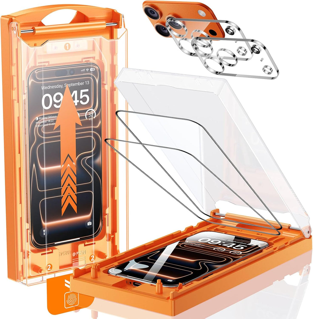 Paquete de 2+2 protectores de pantalla para iPhone 17 Pro Max, con protector de lente de cámara