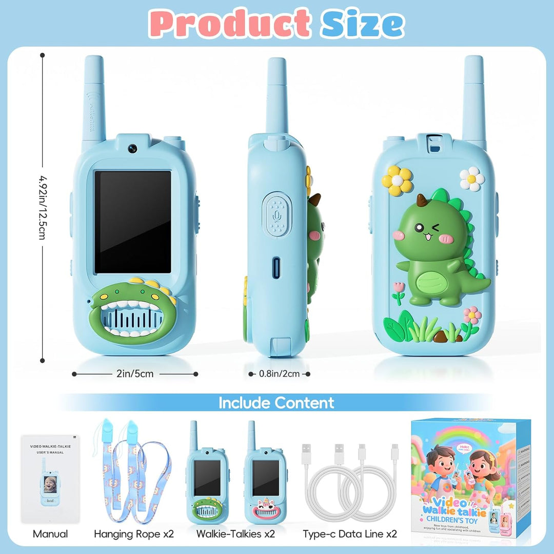 Walkie Talkies de video para niños, paquete de 2 walkie talkies par...
