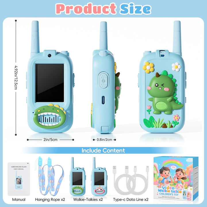 Walkie Talkies de video para niños, paquete de 2 walkie talkies par...