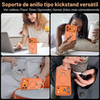 Funda magnética compatible con iPhone 17 Pro con soporte, prueba de caídas de grado militar, compatible con imán, anillo translúcido, parte trasera dura, borde suave, color naranja cósmico