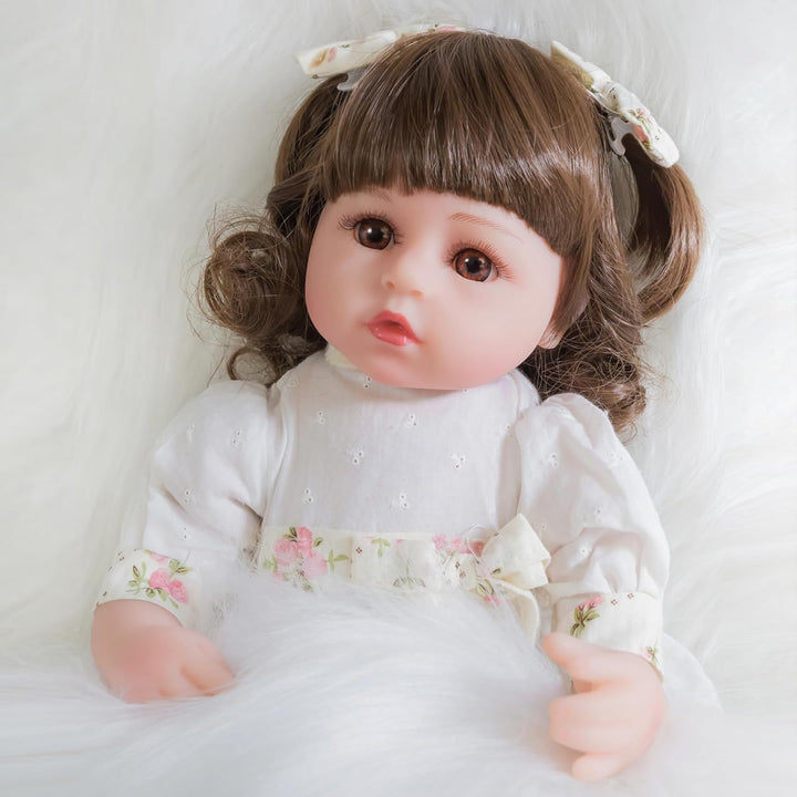 ENADOLL Reborn Baby Doll realista de vinilo de silicona de pelo riz...
