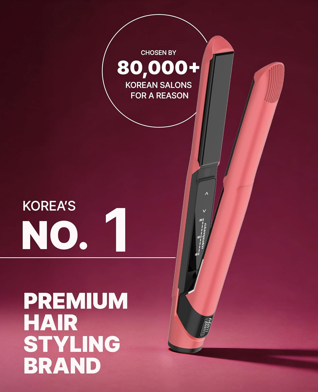 GLAMPALM Alisadora de cabello plancha de cerámica de 1 pulgada infu...