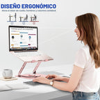 Soporte para Laptop de Escritorio (Rotación 360°), Elevador de Aluminio para Laptops de 10-16"