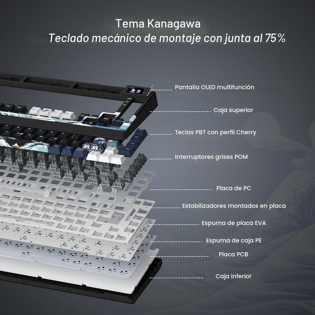 Womier S-K80 Teclado 75% con Pantalla Multimedia a Color Teclado Me...