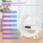 Lámpara Mini altavoz inalámbrico con lámpara Bluetooth, lámpara de ambiente, carga inalámbrica, reloj despertador, lámpara de mesa LED inteligente, luz nocturna, regalos de cumpleaños para niñas y niños de 4 a 12 años (negro)
