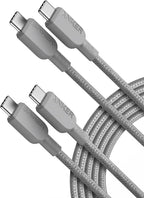 Anker Cable USB C a USB C, cable de carga rápida de 240 W (paquete de 2, 10 pies, gris)