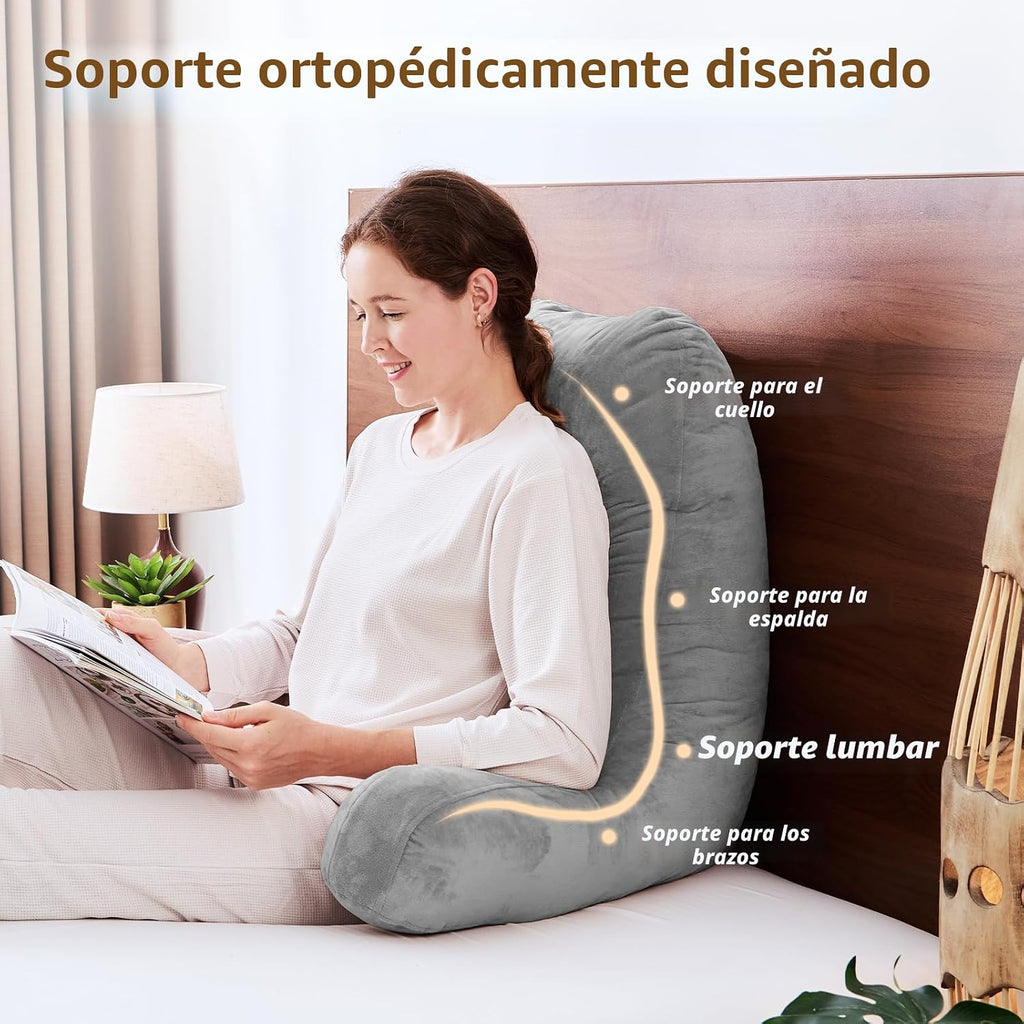 Sasttie Reading Pillow para Bed, Back Pillow para Sitting Up, Dark Grey