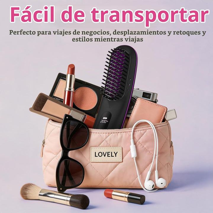 Cepillo alisador de cabello inalámbrico, cepillo portátil para alis...