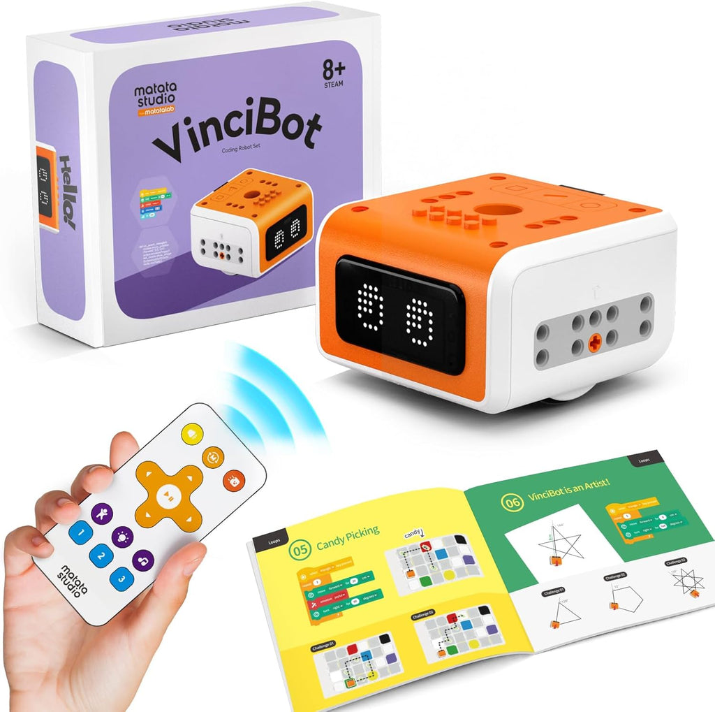 VinciBot Robot de Programación para Niños 8-12, Juguete STEM para Scratch y Python