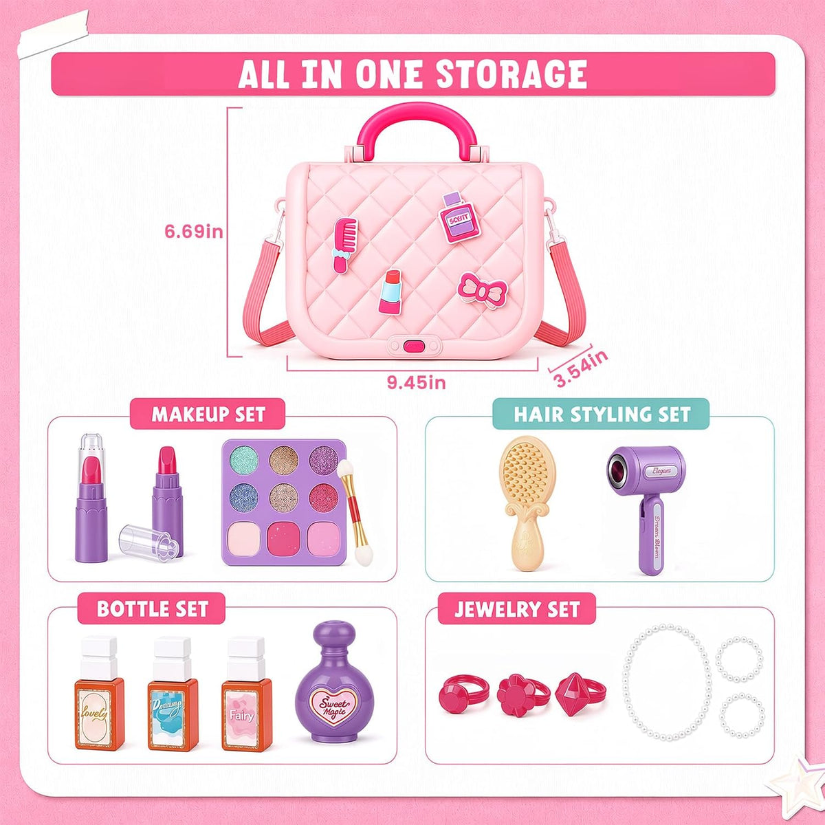 Juego de maquillaje falso para niños y niñas pequeñas de 3 a 5 a 8 años
