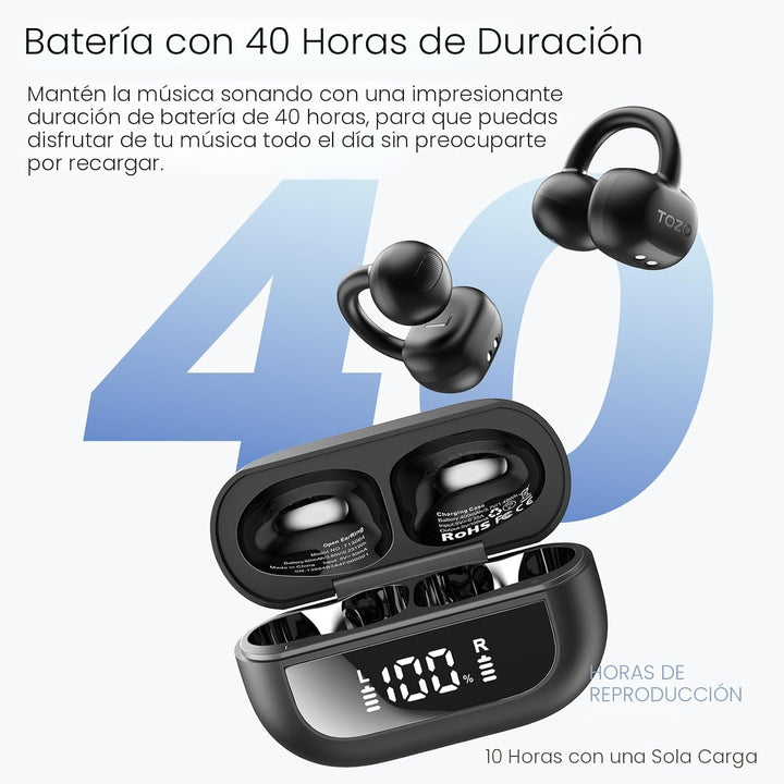 TOZO OpenEarRing - Auriculares inalámbricos con clip de oreja abier...