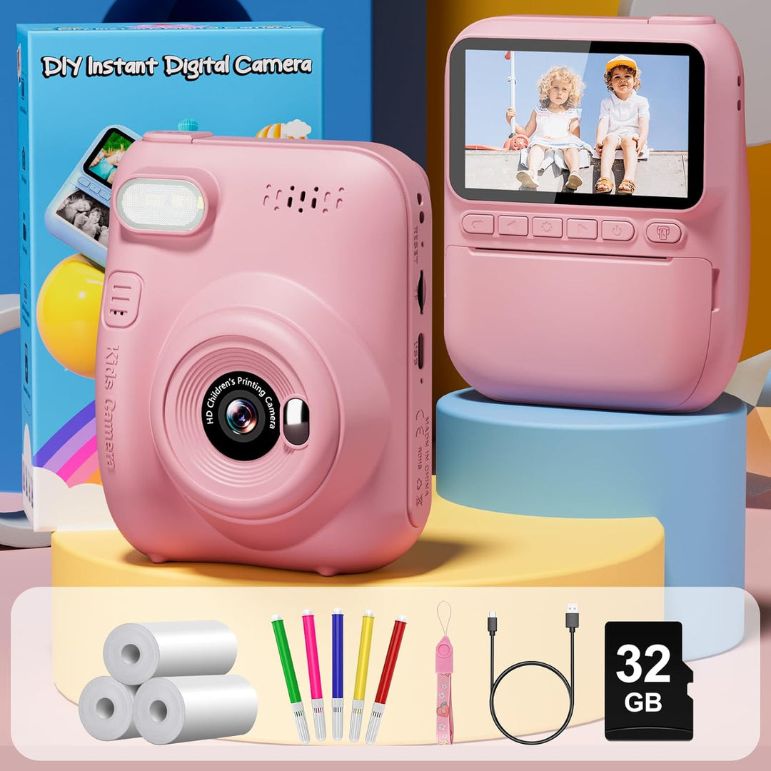 Cámara de impresión instantánea para niños, 3.0" HD 32MP, cámar...