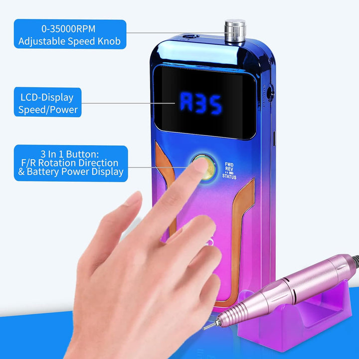 Taladro de uñas portátil profesional de 35000 RPM, máquina eléctric...